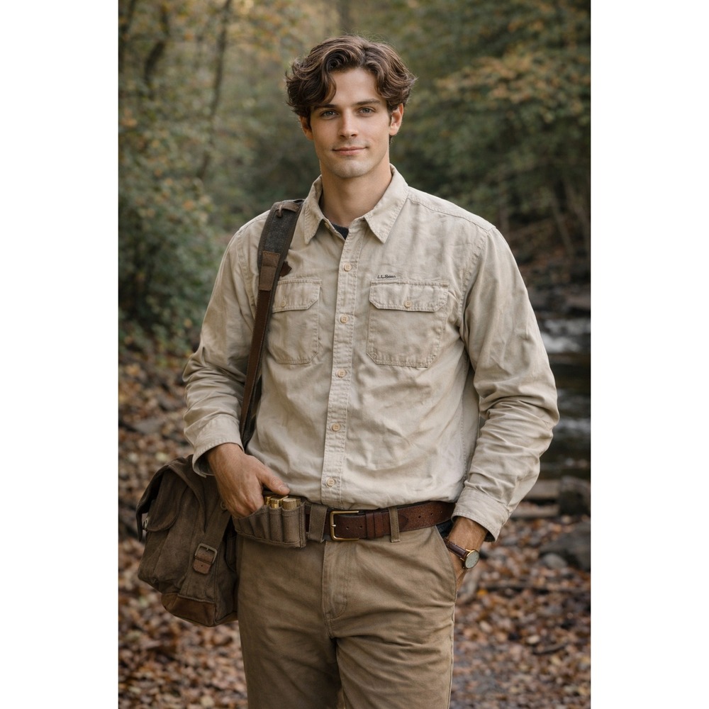 L.L. Bean Mens Size XL Camo Long Sleeve Button Shirt Outdoors